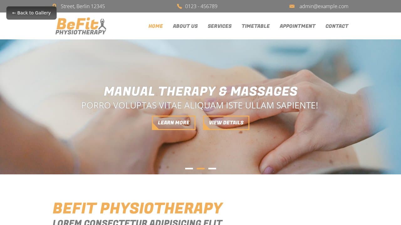 BeFit Physiotherapy template preview