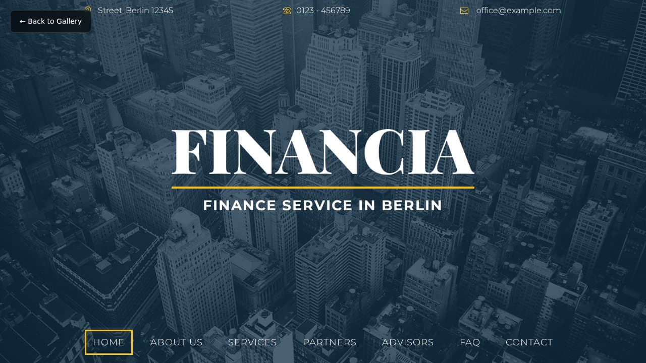 Financia template preview