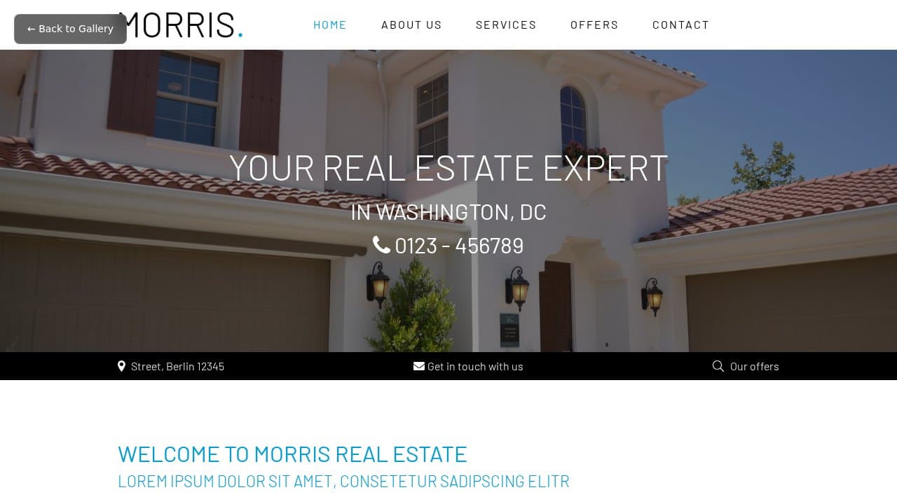 Morris Real Estate template preview
